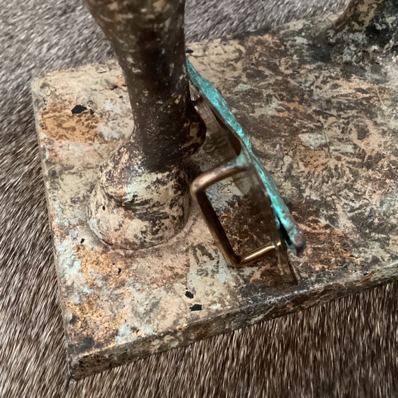 Vintage Elaine Coyne Modernist Brass Verdigris Patina Horse Head Belt Buckle